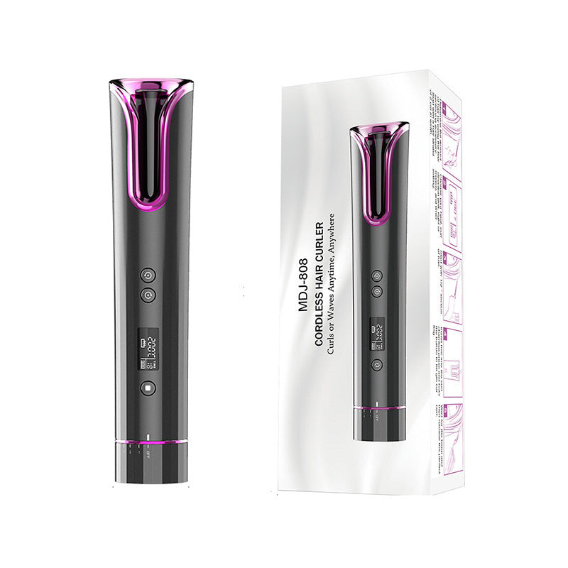 Hair Curling Iron USB Cordless Auto Ceramic Curler for Women, Wireless Hair Waver with T-Waves Technology