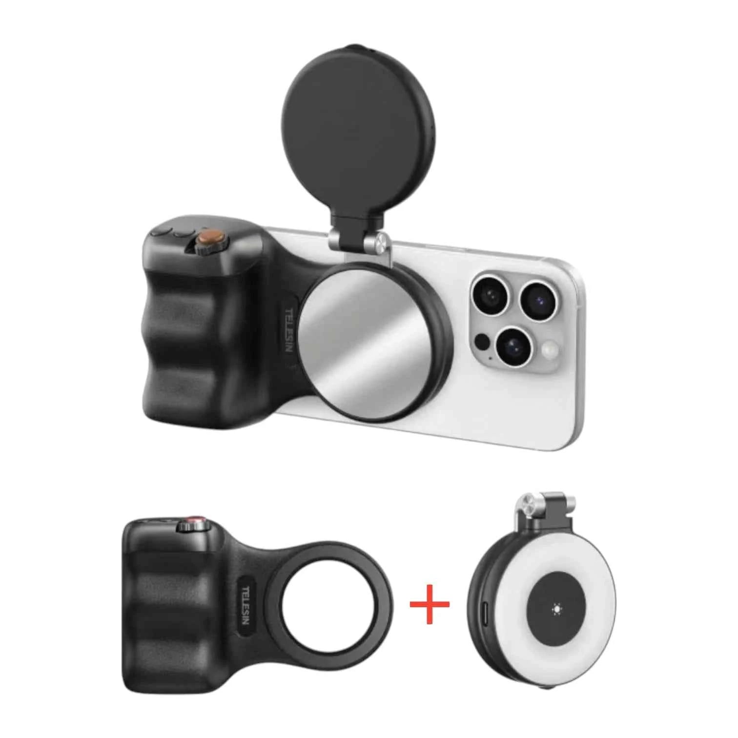 Magnetic Camera Grip Black | Phone Holder & Remote Shutter Aid with MagSafe for iPhone, Google Pixel, Android Devices.