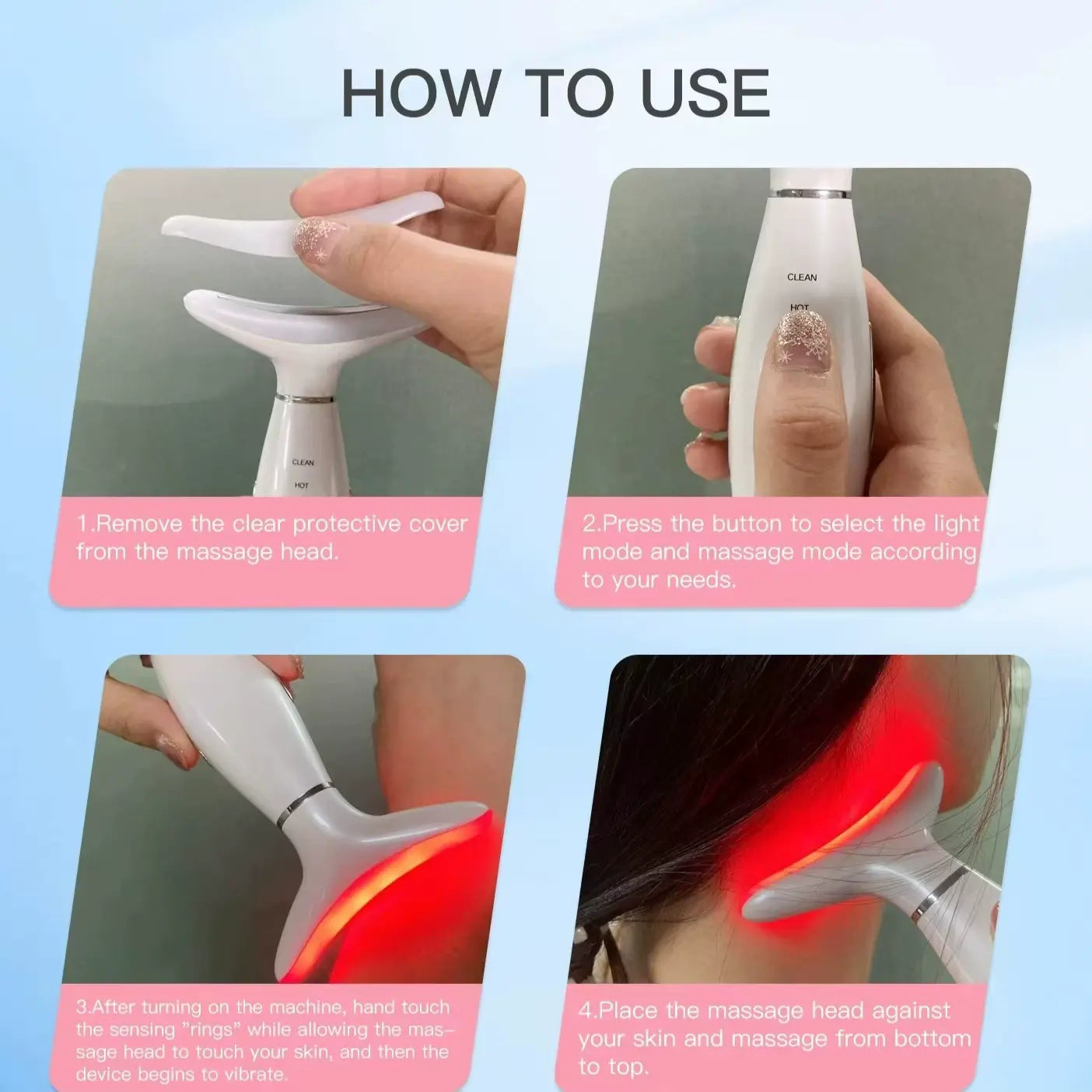 Face and Neck Massager Light Therapy for Skin Rejuvenation, Firming & Lifting