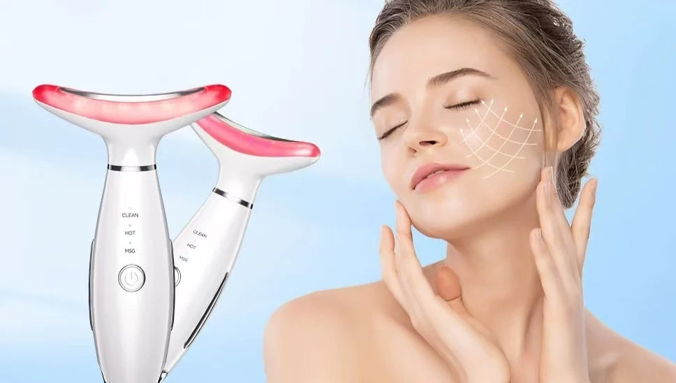 3-in-1 LED Light Therapy Neck & Face Massager - Skin Rejuvenation, Firming & Lifting