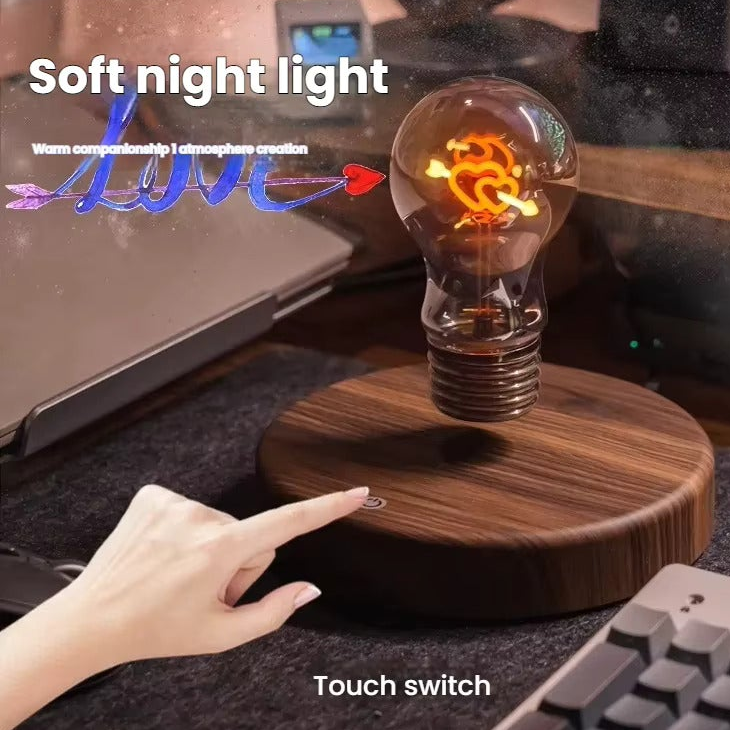 Magnetic levitating LED bulb with wooden base
