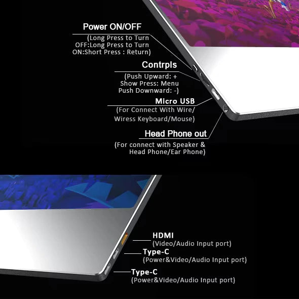 SIBOLAN 16" Portable Monitor, 1080P FHD On-Cell Touch, Ultra-Thin Mini HD