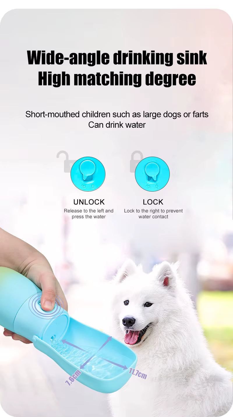 Dog Water Bottle 2 in 1 Gradient Color Outdoor Foldable 19oz Plastic Portable Pet Bowls and Feeders