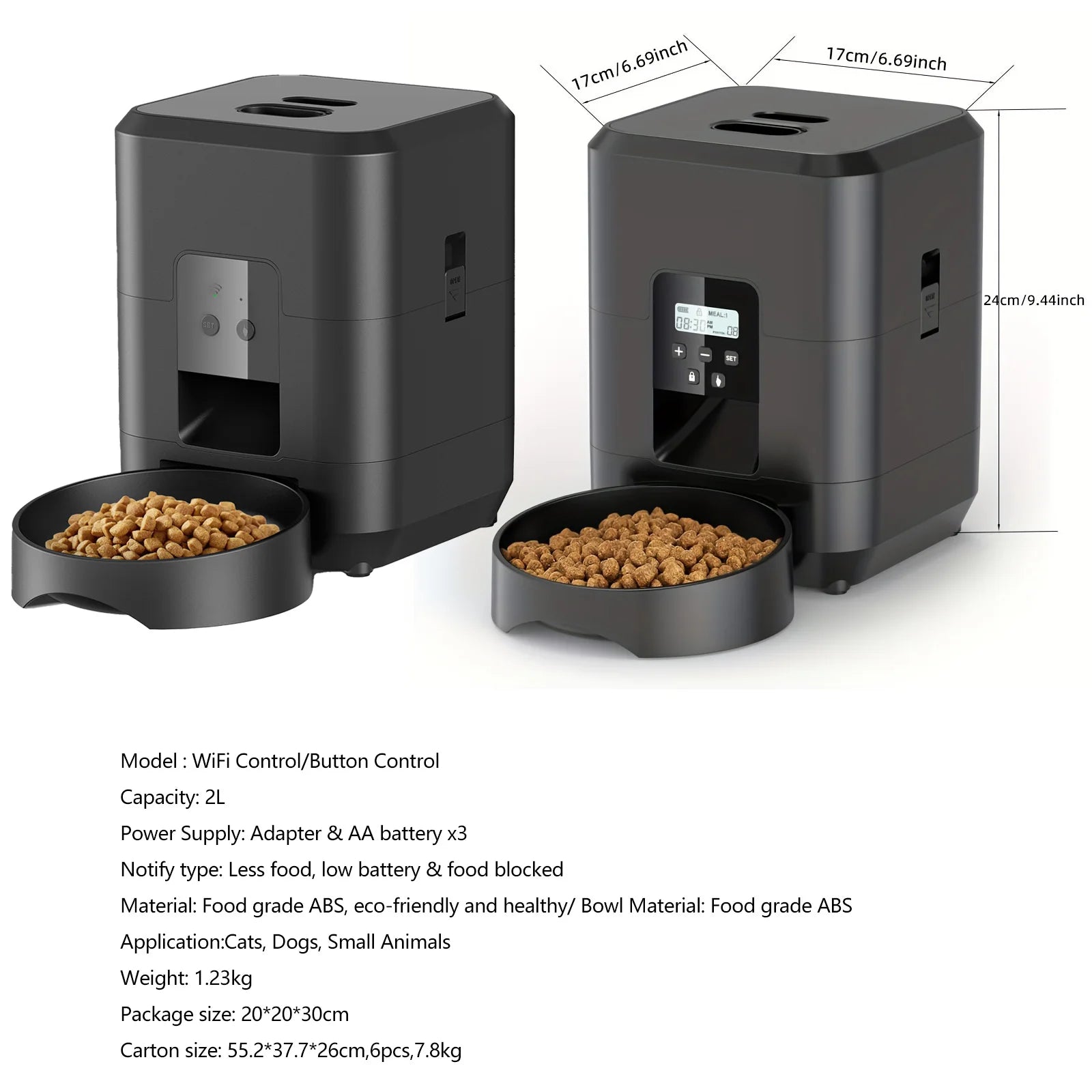 Smart Pet Feeder 2L Automatic Cat and Dog Food Dispenser with Timed Portions and APP Control