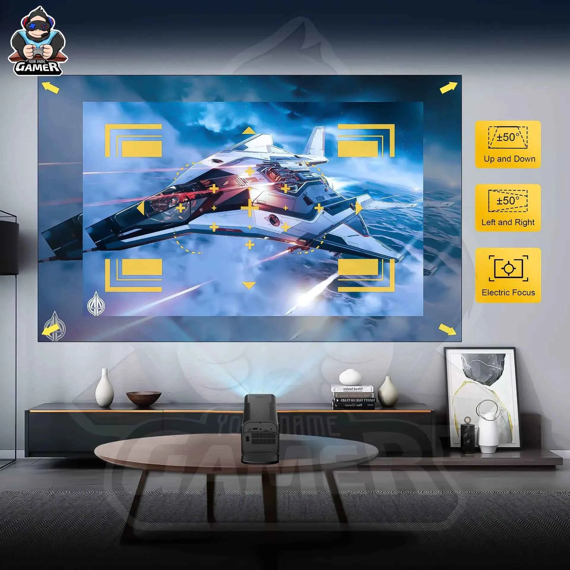 HCS350 Pro+ Smart Mini Projector | 4K Input, Android 16, 450 ANSI Lumens. 200" Home Cinema