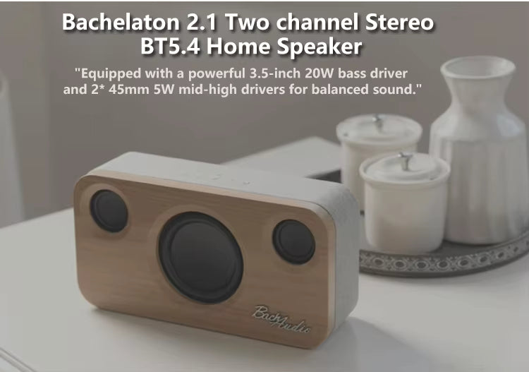 Home Office Speaker 30W Golden Sound Wooden Bookshelf BT5.4 Portable Audio System