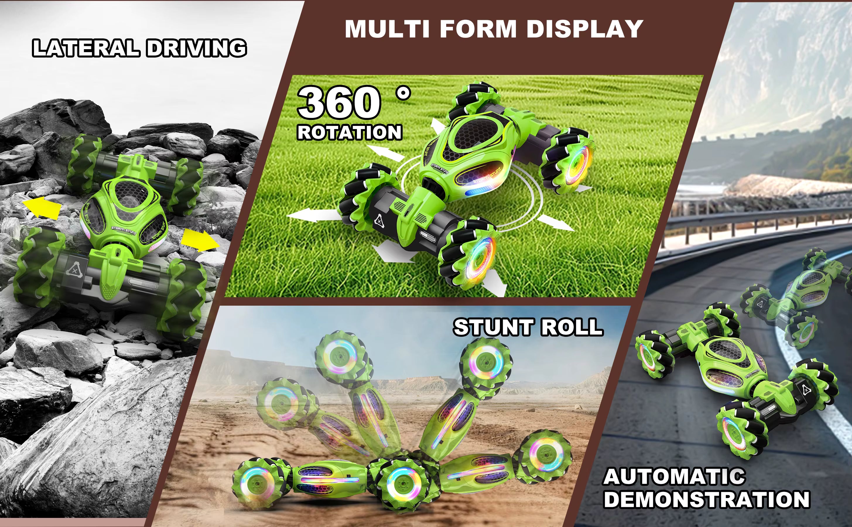 HOSHI Stunt Car 1611 PRO 2.4GHz 1:18 Scale 4WD Twist Drift RC Car with Watch Remote Control, Toys for Kids