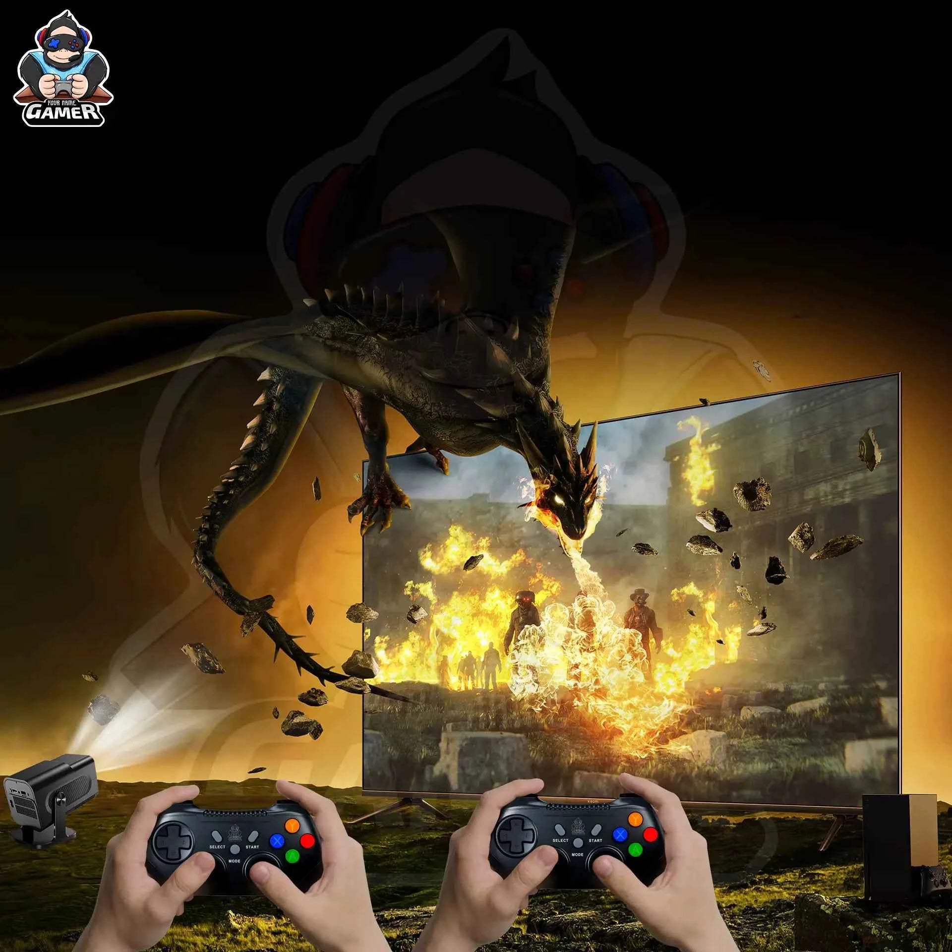 HCS350 Pro+ Smart Mini Projector | 4K Input, Android 16, 450 ANSI Lumens. 200" Home Cinema