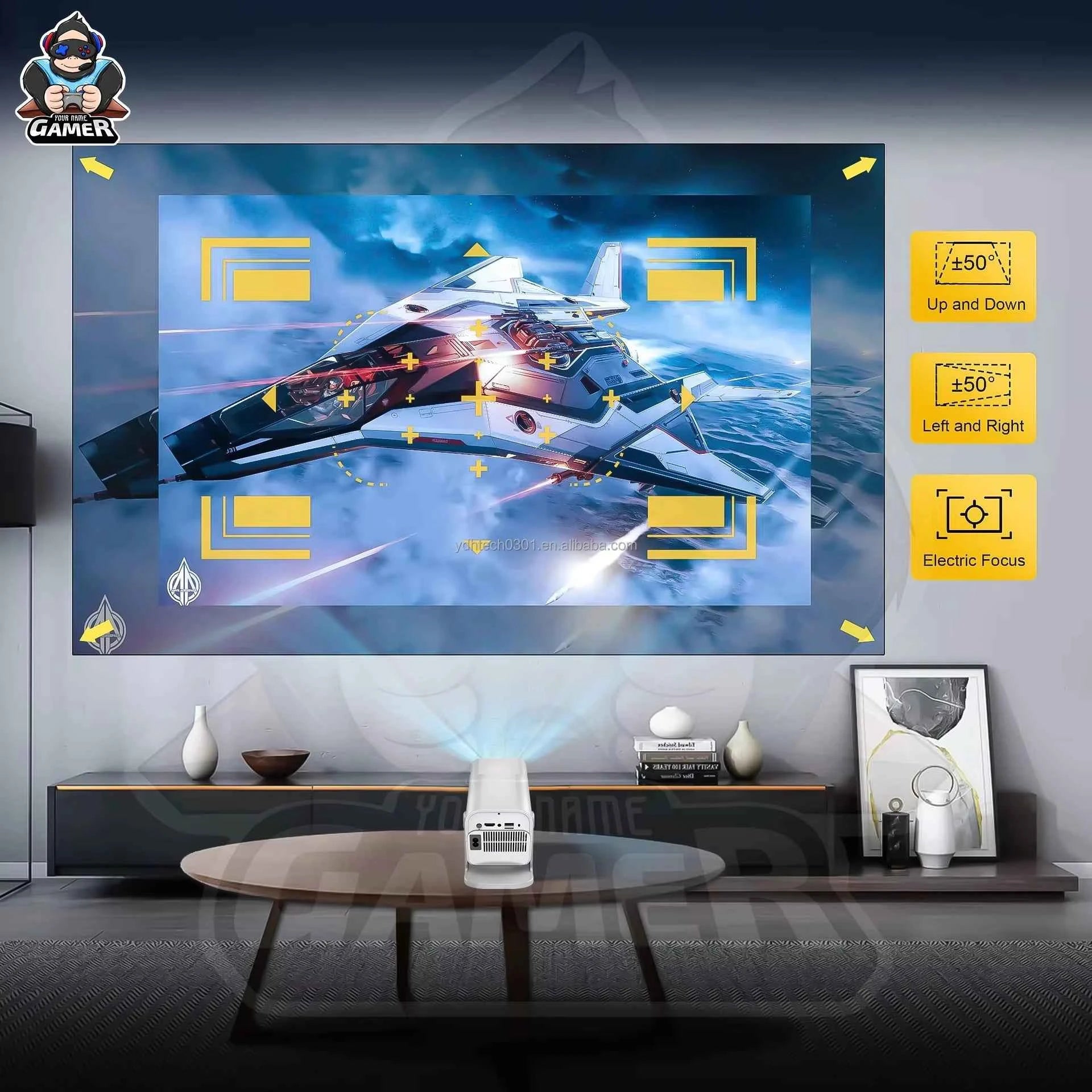 HCS350 Pro Smart Mini Projector | 4K Input, Android 11, 450 ANSI Lumens. 150" Home Cinema