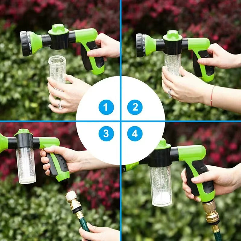 Pet Shower Nozzle 3 Mode Adjustable Multi-Use Dog Shower Gun with Hose, Foam Soap Sprayer for Pet Bath, Car Wash and Cleaning Tools