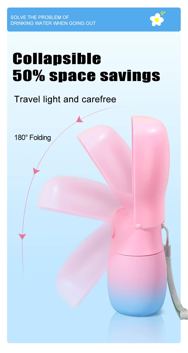 Dog Water Bottle 2 in 1 Gradient Color Outdoor Foldable 19oz Plastic Portable Pet Bowls and Feeders