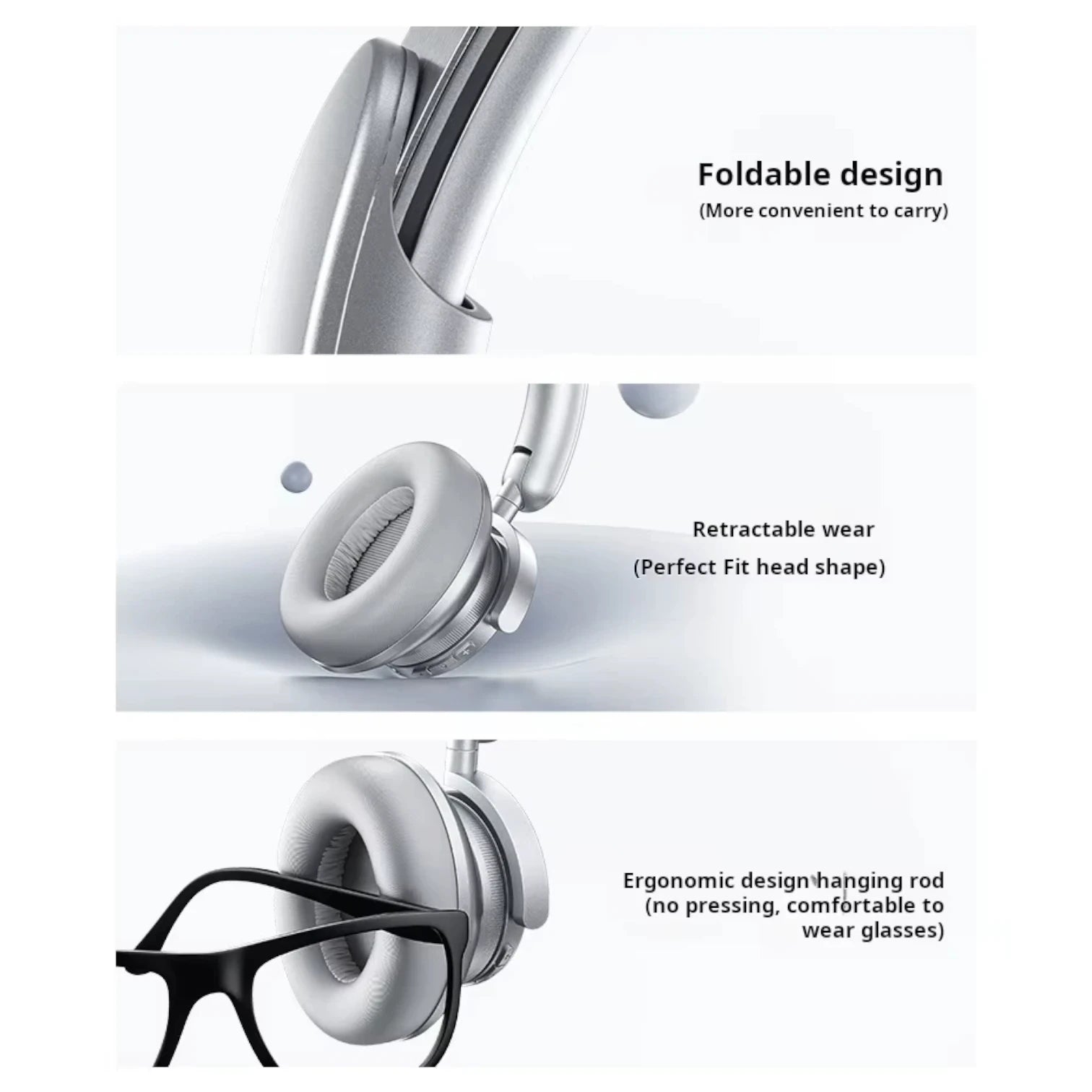 H60 Wireless Earphones Active Noise Cancelling Metallic Finish Sport Design LED