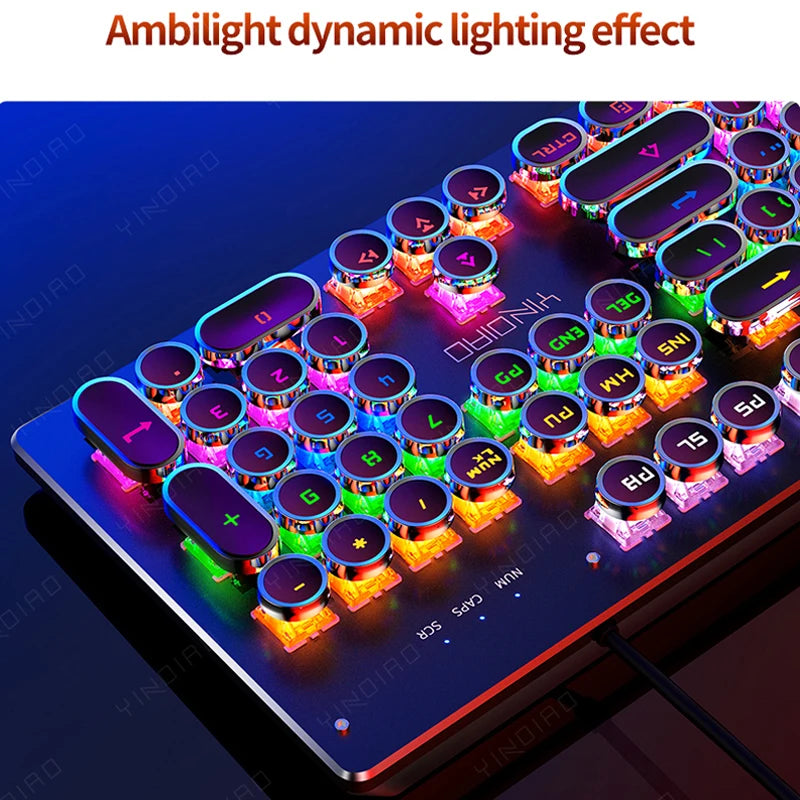 Retro Punk Keyboard Mechanical Gaming RGB | 104 Keys, USB Wired, Blue/Brown/Black Switches, Backlit for PC & Laptop