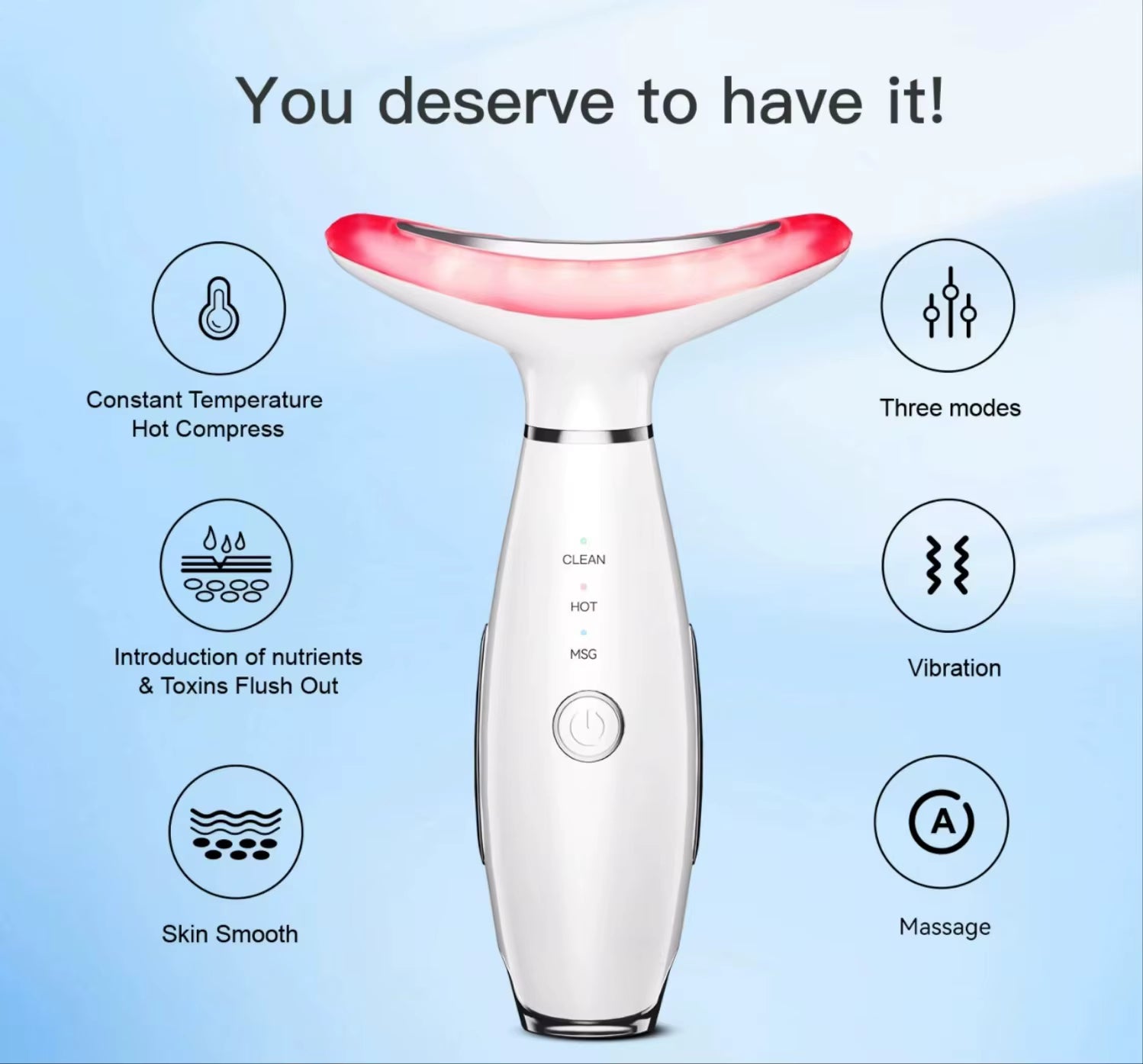 3-in-1 LED Light Therapy Neck & Face Massager - Skin Rejuvenation, Firming & Lifting