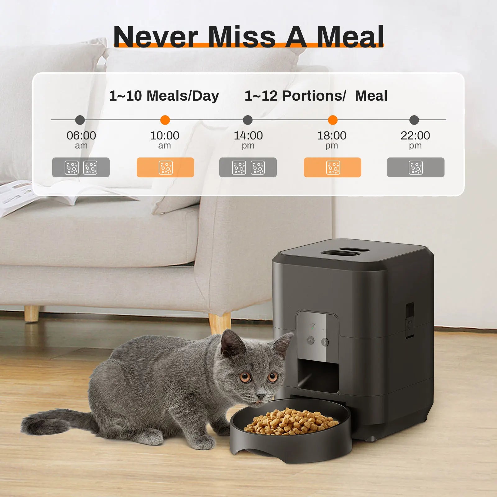Smart Pet Feeder 2L Automatic Cat and Dog Food Dispenser with Timed Portions and APP Control