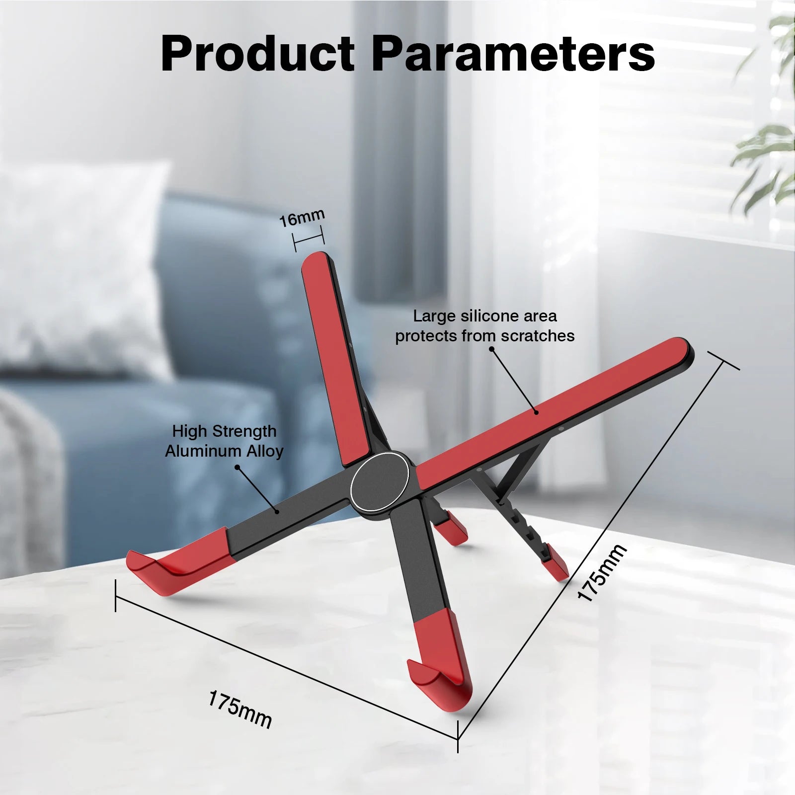 Laptop Stand Adjustable Portable Aluminum Notebook Holder with Foldable Design and Ergonomic Height Support