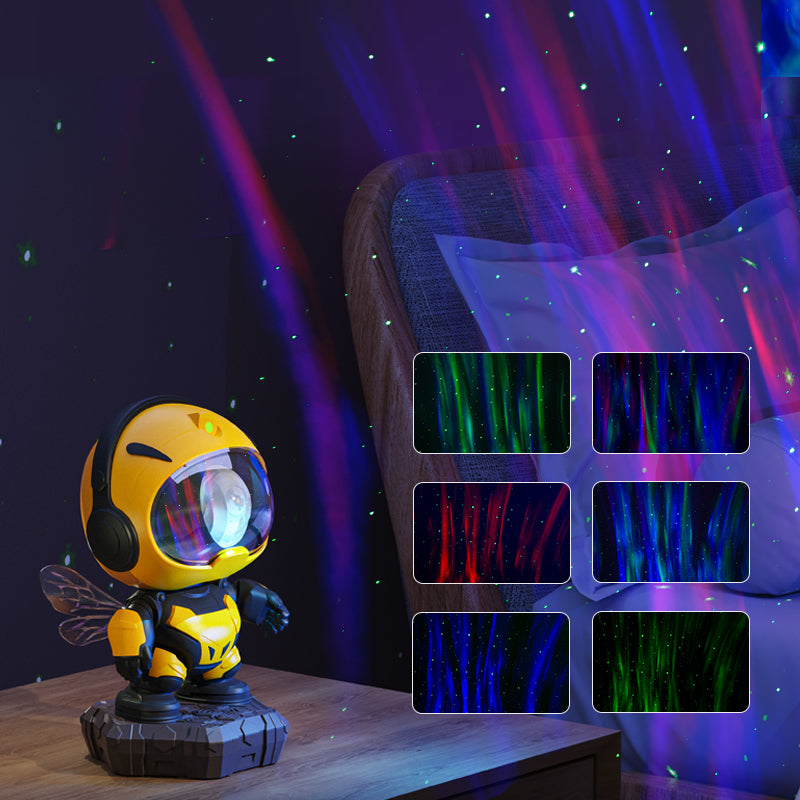 Bee Astronaut Galaxy Projector Star Night Light with Nebula Effects, LED Ceiling Lamp for Kids with Remote & Timer