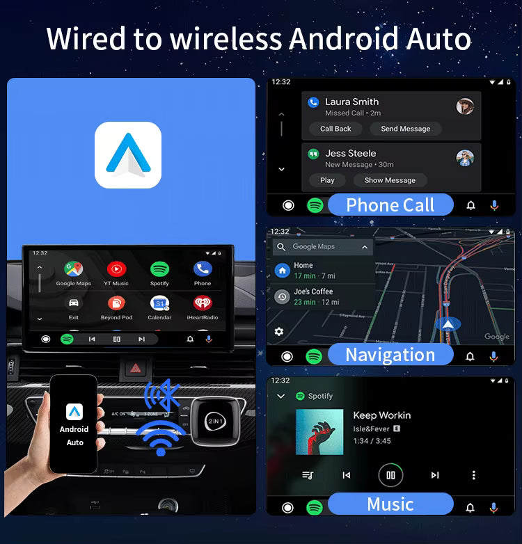 Mini Wireless Adapter, Small USB CarPlay and Android Auto Dongle ODM Converter for Apple iOS and Android Devices