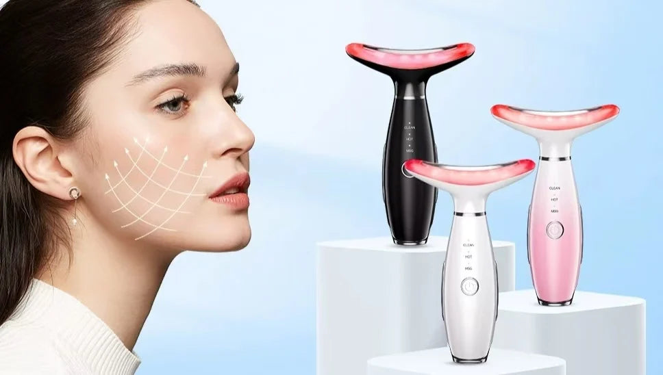 3-in-1 LED Light Therapy Neck & Face Massager - Skin Rejuvenation, Firming & Lifting