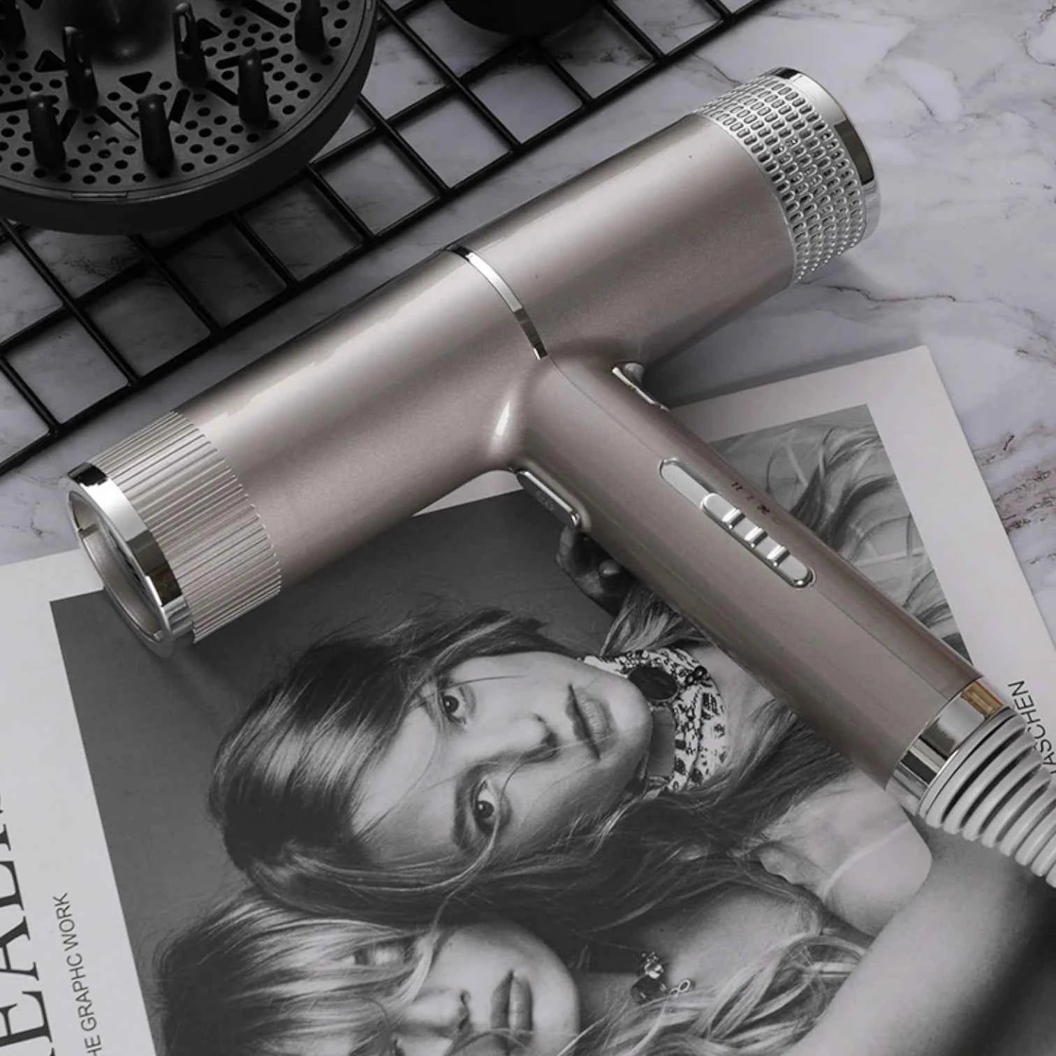 Hair Dryer Professional Negative Ion Technology, Fast Drying, Low Noise, Compact and Portable Styling Tool