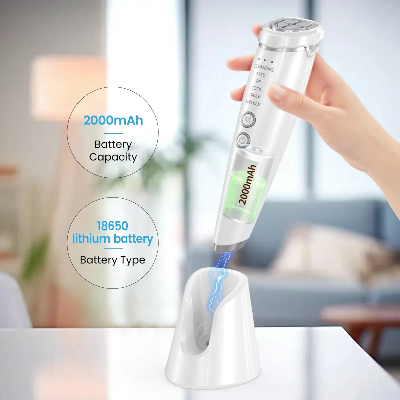 Face & Neck Massager | RF EMS Photon Lifting and Skin Tightening Facial Massager, Premium Quality
#Color=White,Bianco