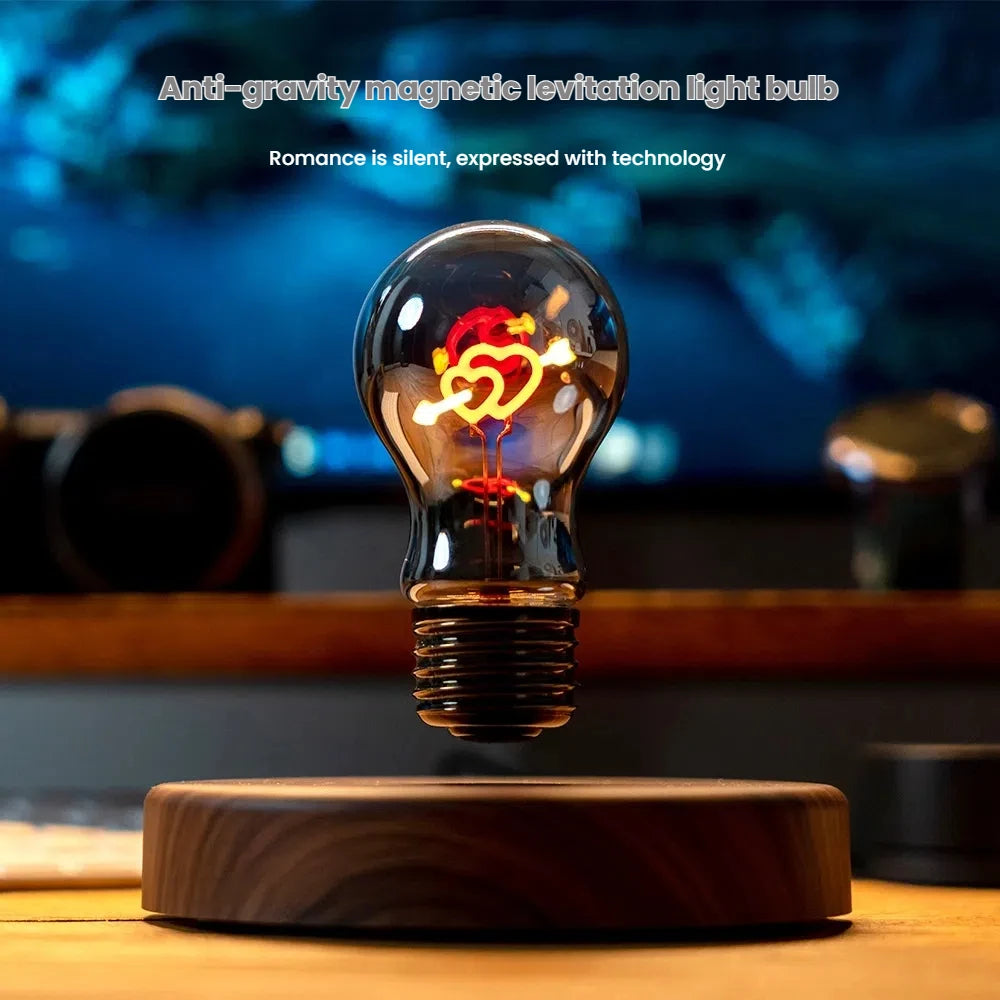 Magnetic levitating LED bulb with wooden base