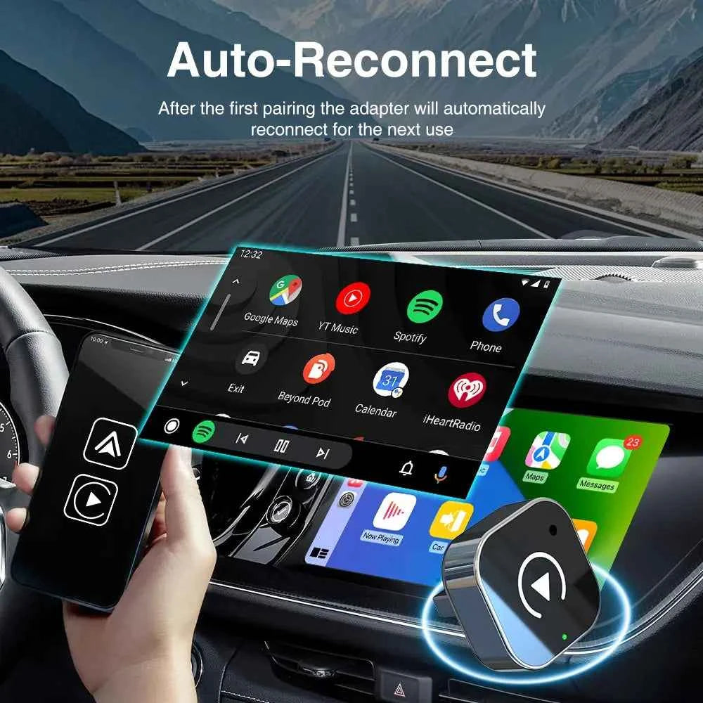 2-in-1 Wireless Adapter for CarPlay & Android Auto | Convert Wired Connection to Fast Wi-Fi