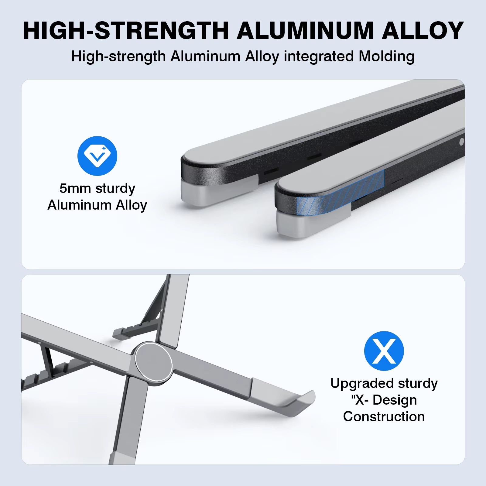 Laptop Stand Adjustable Portable Aluminum Notebook Holder with Foldable Design and Ergonomic Height Support