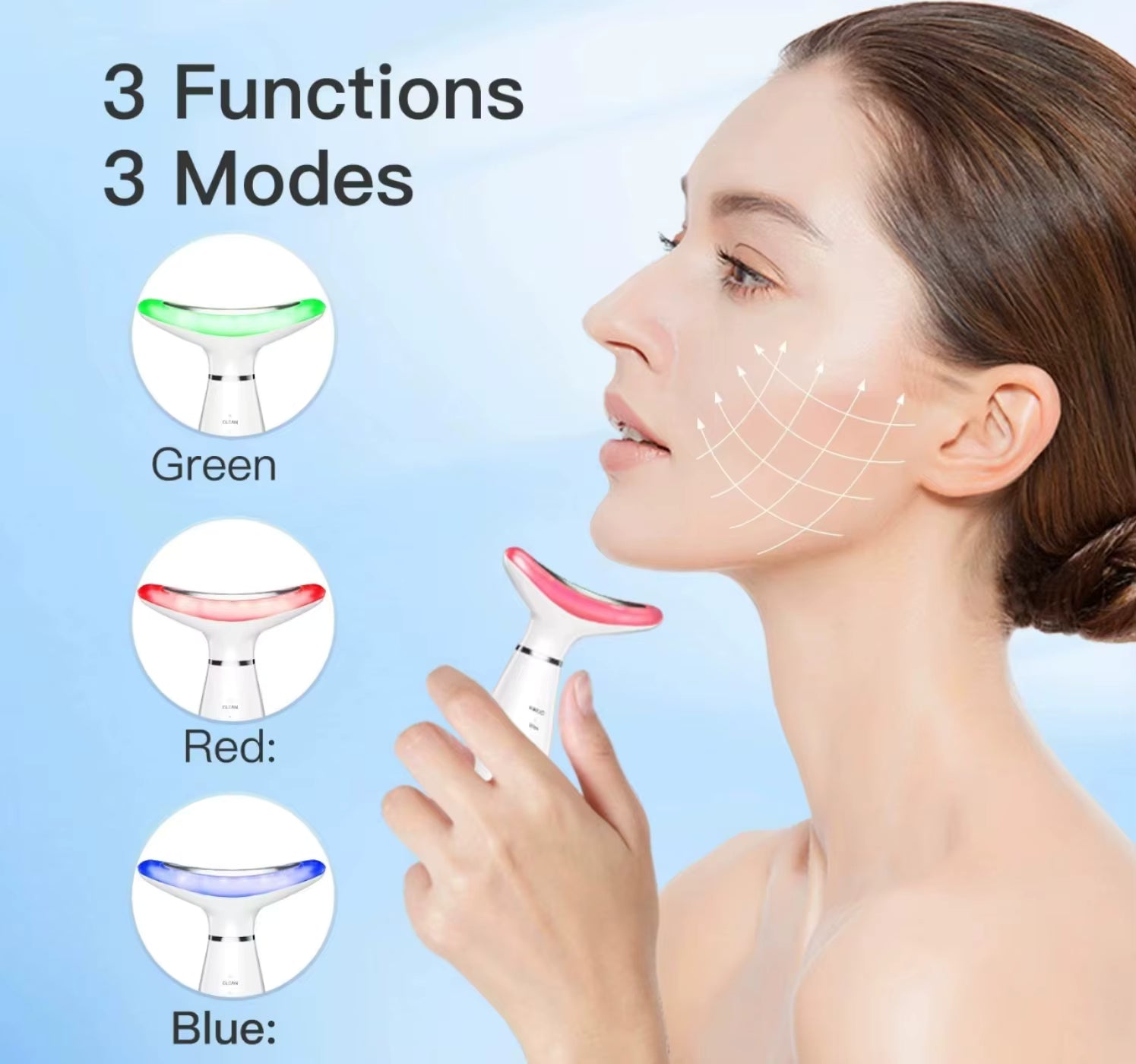 3-in-1 LED Light Therapy Neck & Face Massager - Skin Rejuvenation, Firming & Lifting