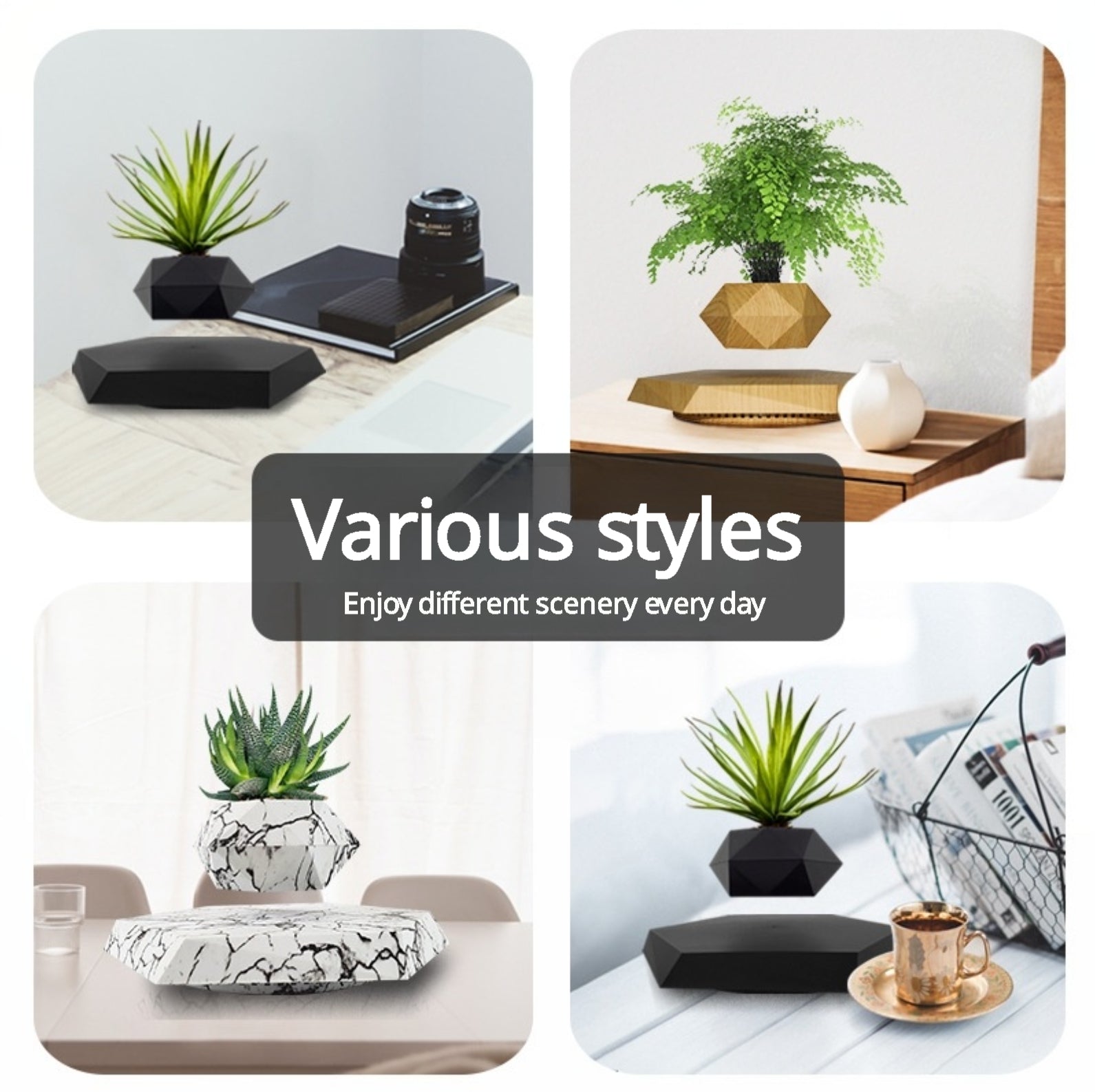 Magnetic Levitation Planter, Nordic Floating Flower Pot for Indoor Decor and Creative Home Gifts