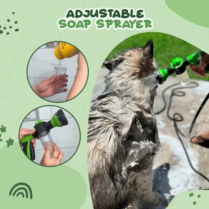 Pet Shower Nozzle 3 Mode Adjustable Multi-Use Dog Shower Gun with Hose, Foam Soap Sprayer for Pet Bath, Car Wash and Cleaning Tools