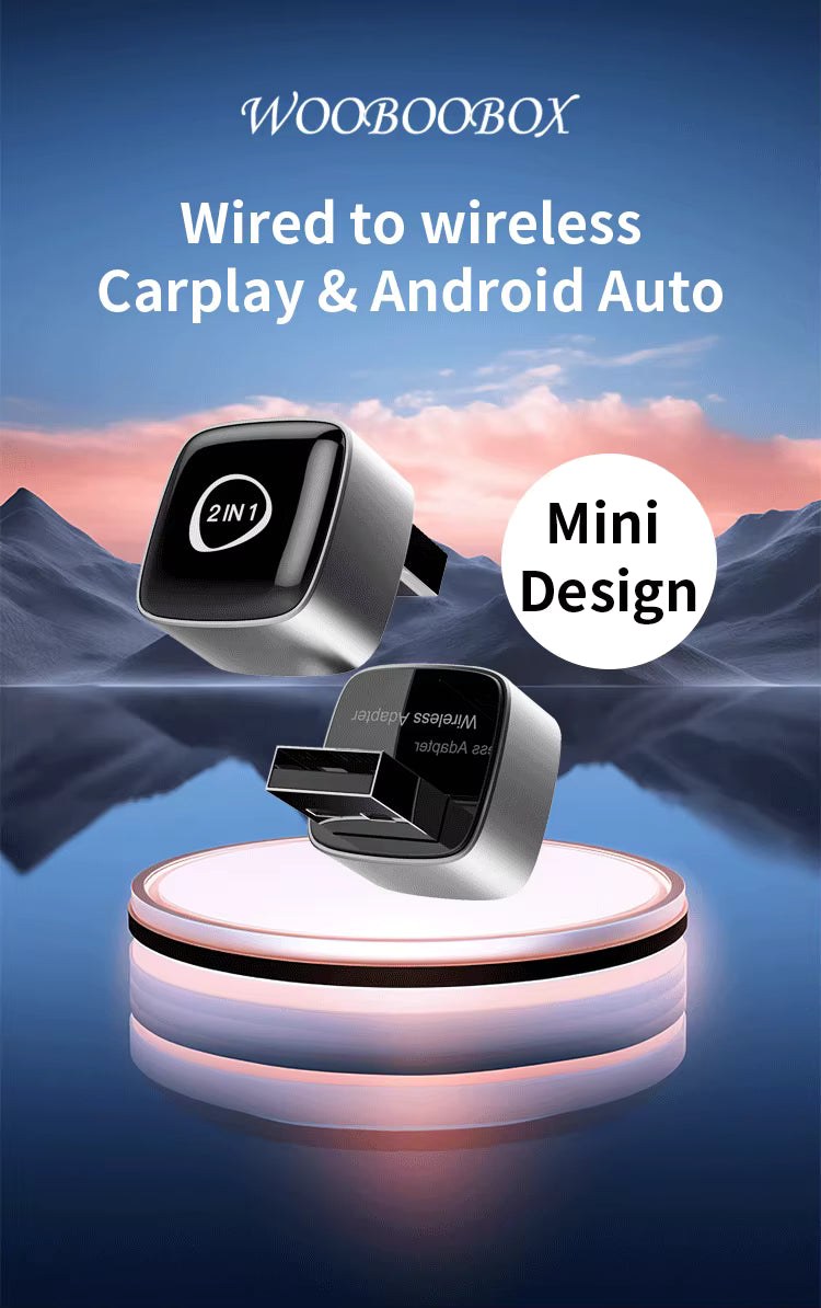 Mini Wireless Adapter, Small USB CarPlay and Android Auto Dongle ODM Converter for Apple iOS and Android Devices