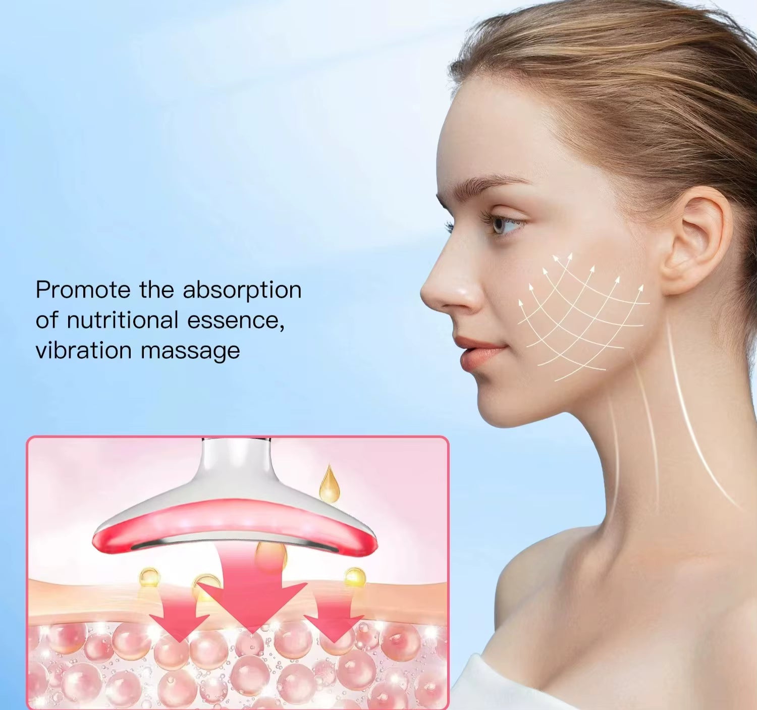 3-in-1 LED Light Therapy Neck & Face Massager - Skin Rejuvenation, Firming & Lifting