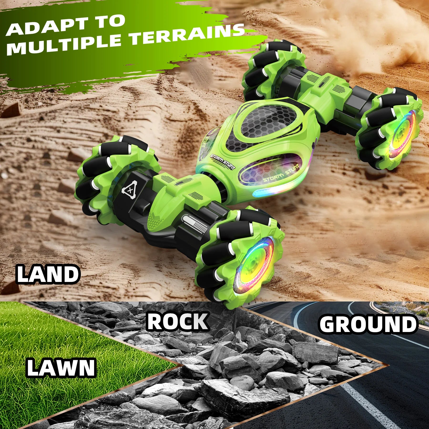 HOSHI Stunt Car 1611 PRO 2.4GHz 1:18 Scale 4WD Twist Drift RC Car with Watch Remote Control, Toys for Kids