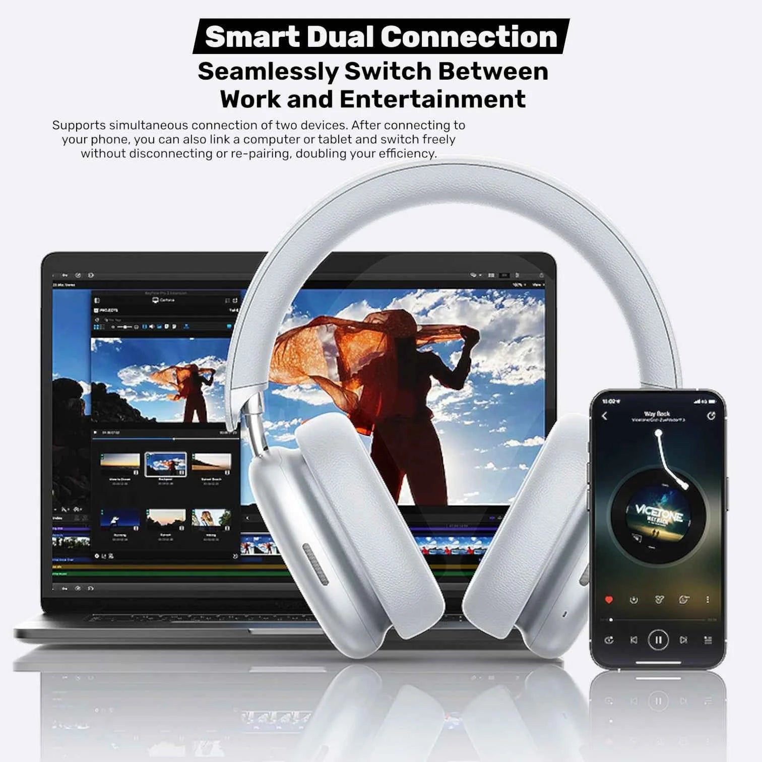 Jinyun B6 Pro - Wireless Gaming Headphones with Active Noise Cancelling (ANC) | Hi-Fi Audio and Ultra-Long Battery