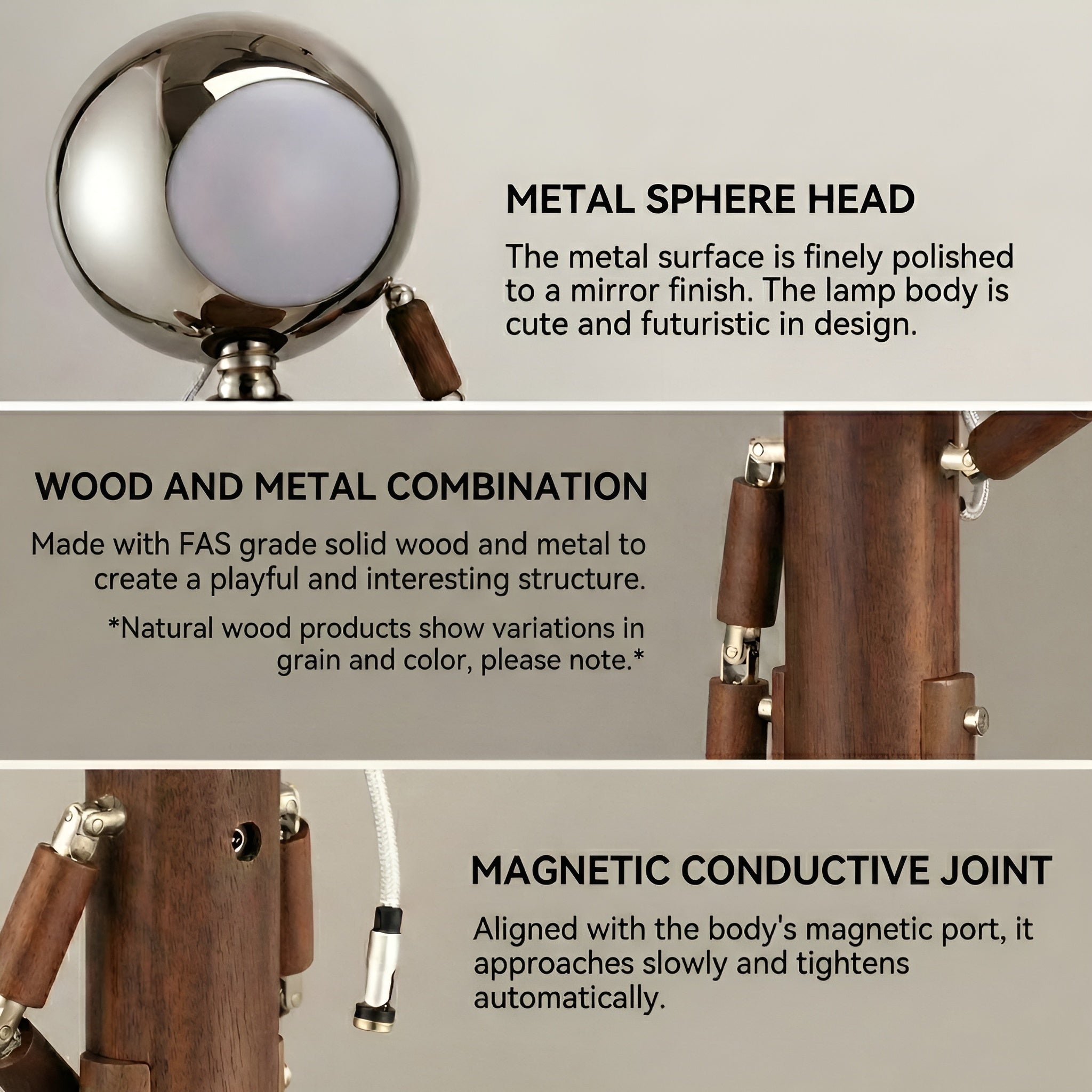 LunaLight: Articulated Wood Companion Lamp - Rechargeable | Benitronica