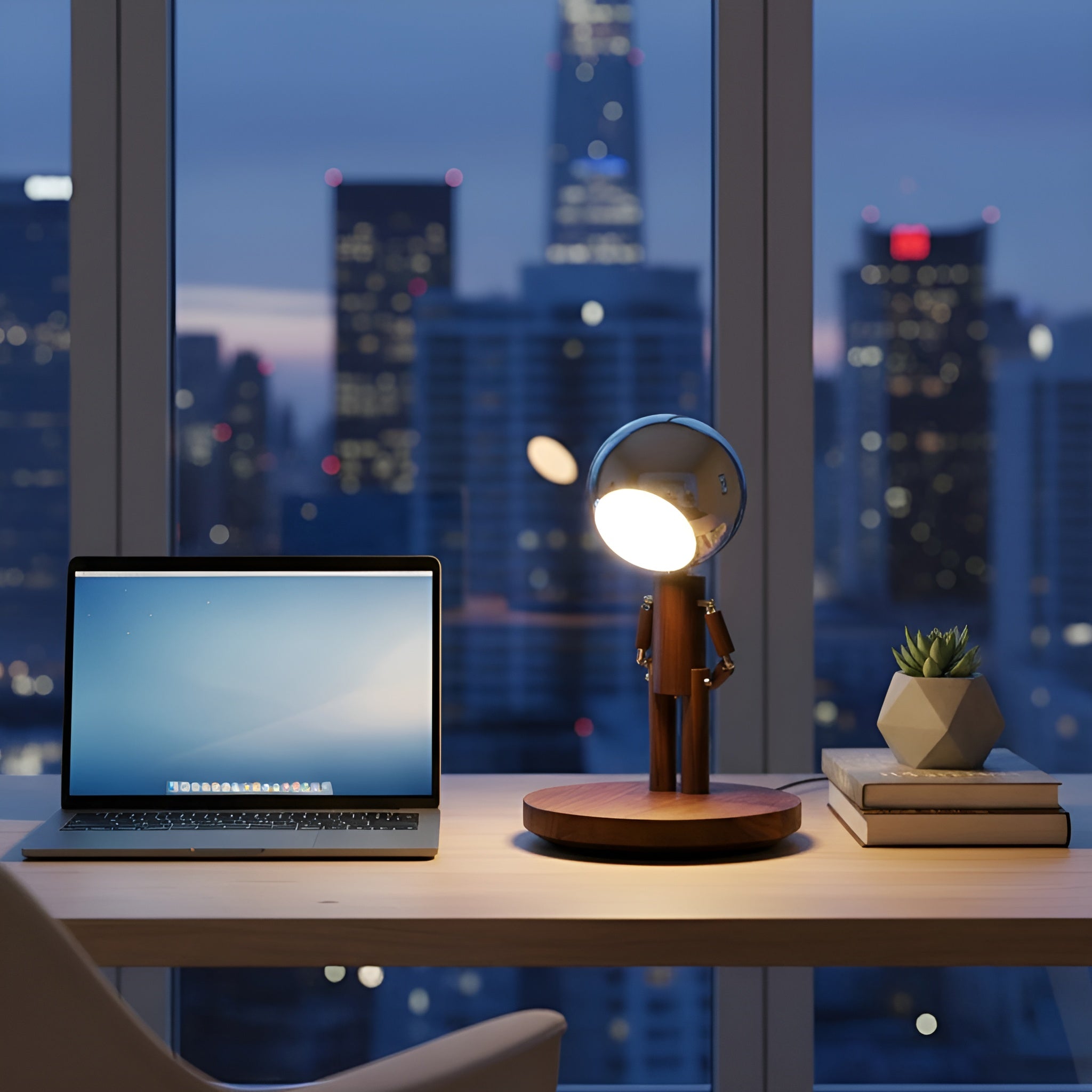 LunaLight: Articulated Wood Companion Lamp - Rechargeable | Benitronica