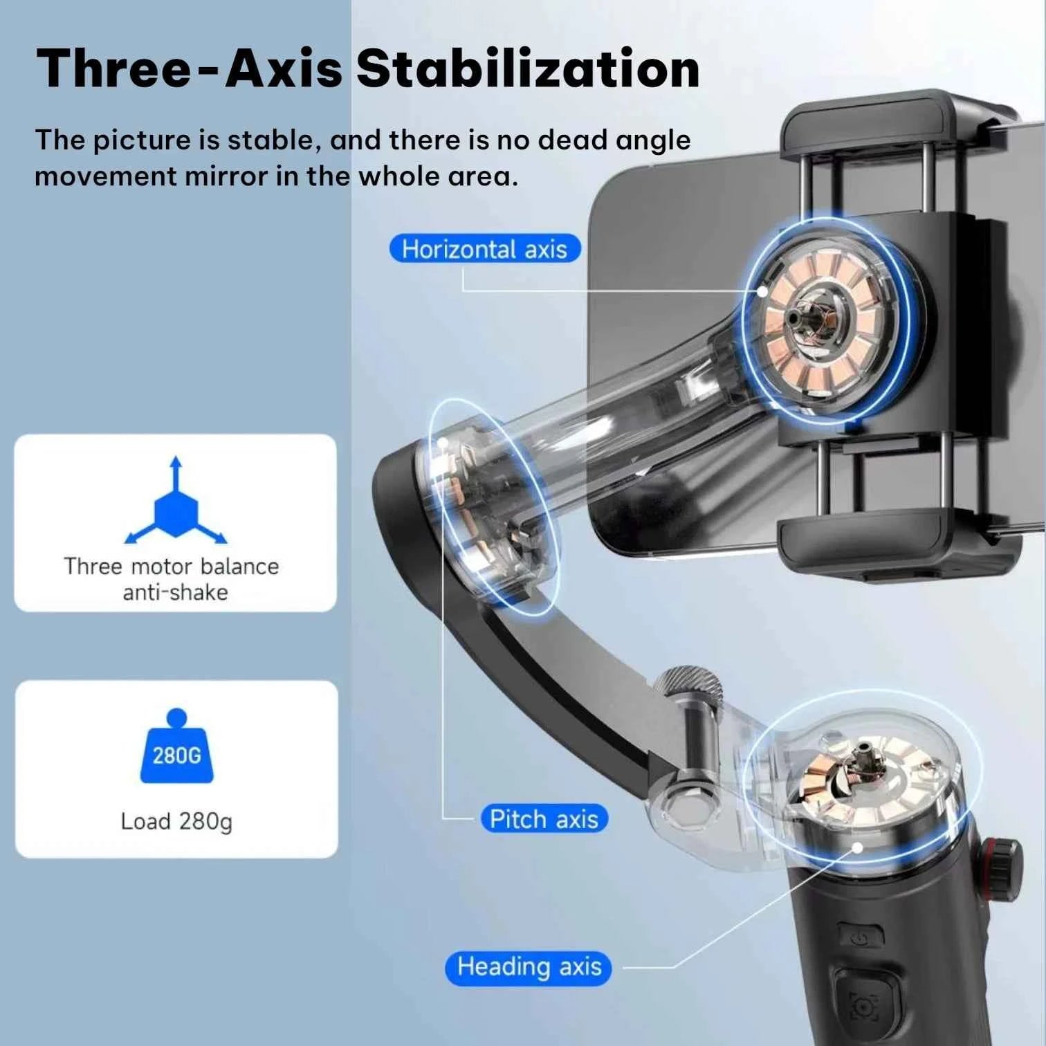 TOKQI M02 Handheld Gimbal Stabilizer with 3-Axis Anti-Shake, Remote & Tripod