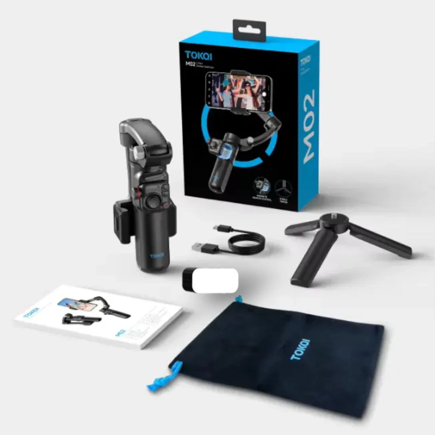 TOKQI M02 Handheld Gimbal Stabilizer with 3-Axis Anti-Shake, Remote & Tripod #Color=Light Edition,Edizione Luce
