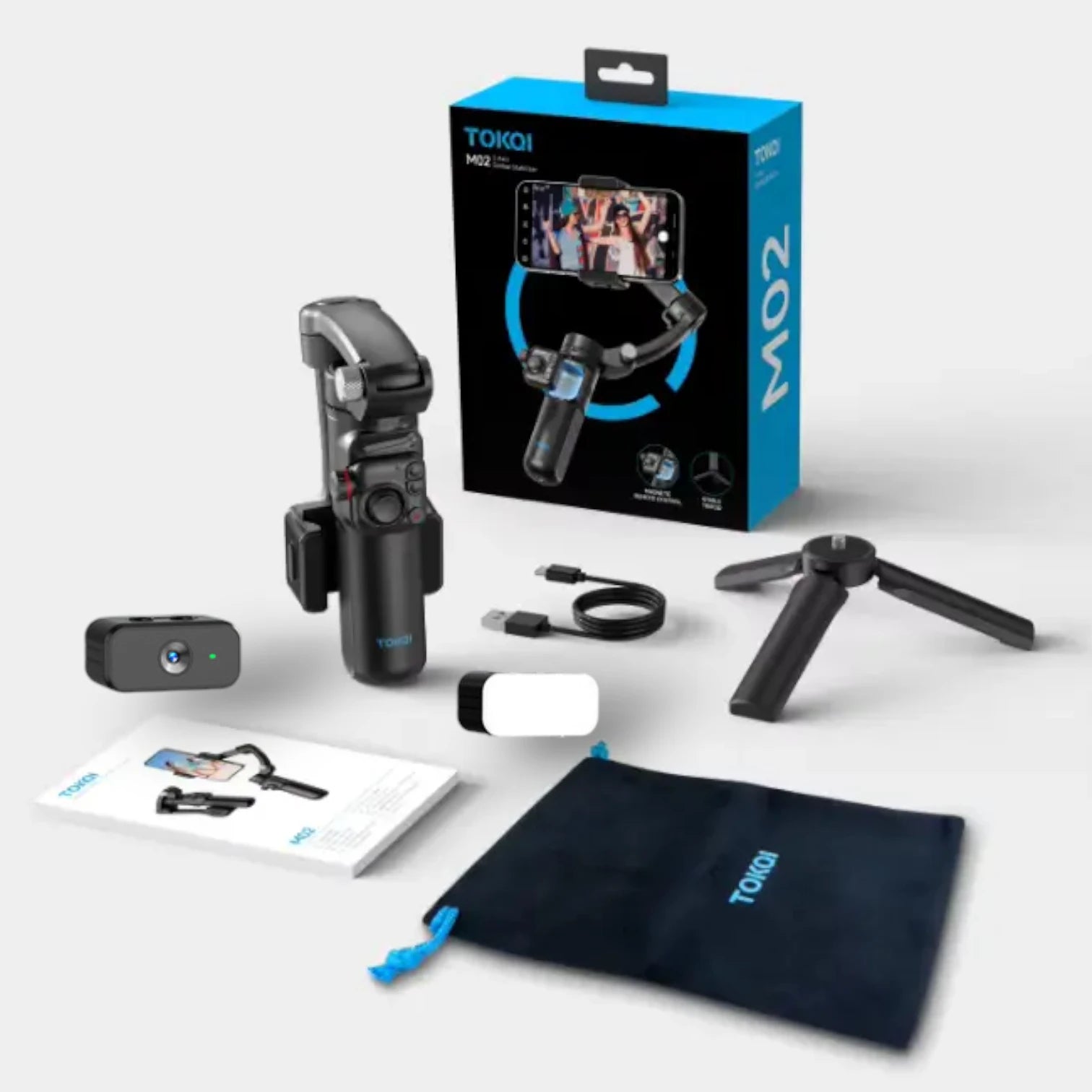 TOKQI M02 Handheld Gimbal Stabilizer with 3-Axis Anti-Shake, Remote & Tripod #Color=Ultimate Edition,Edizione Completa