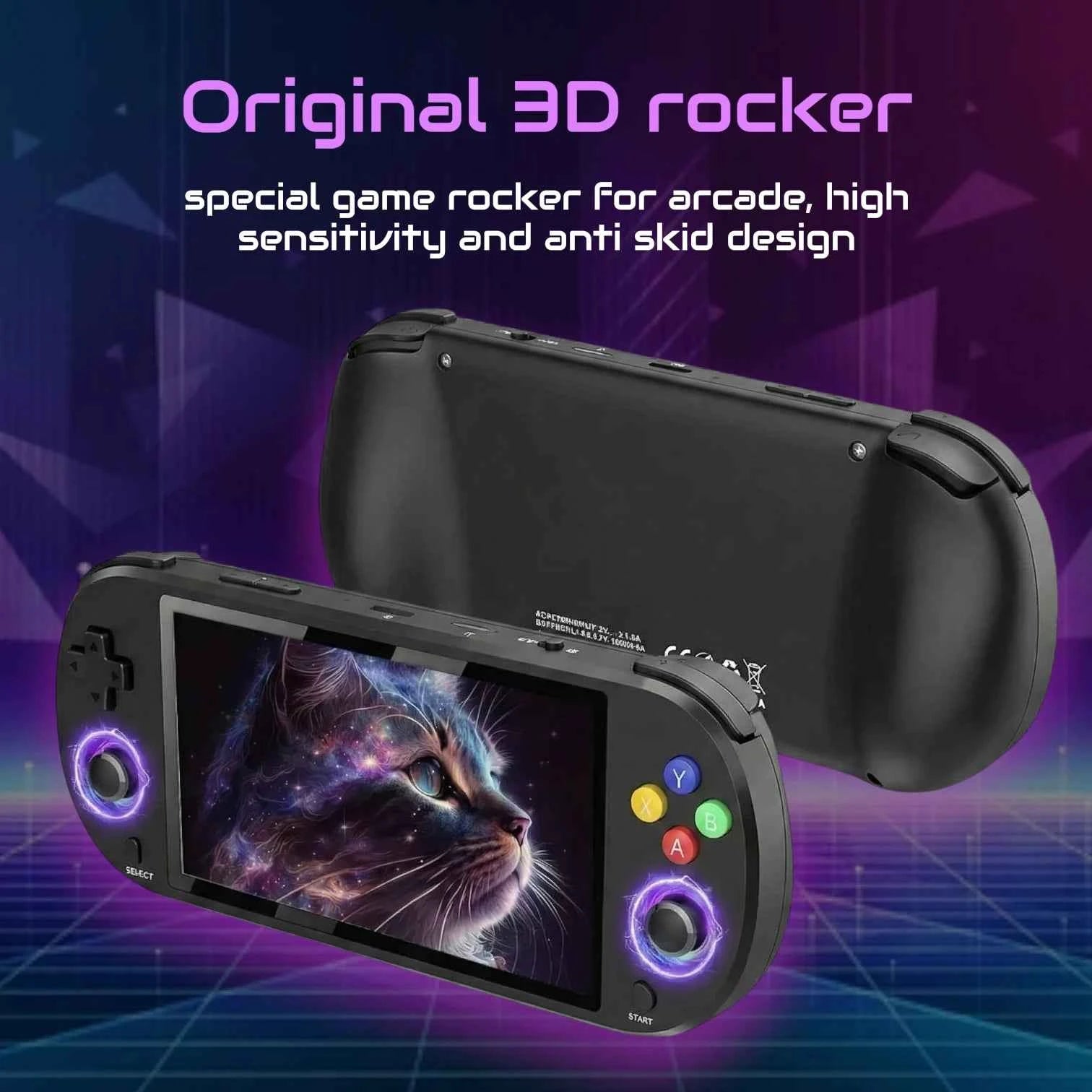 M22 Pro Retro Handheld Console Black, 5-inch 1080P IPS Display, EmuELEC, 30K Games, Dual Controller Output