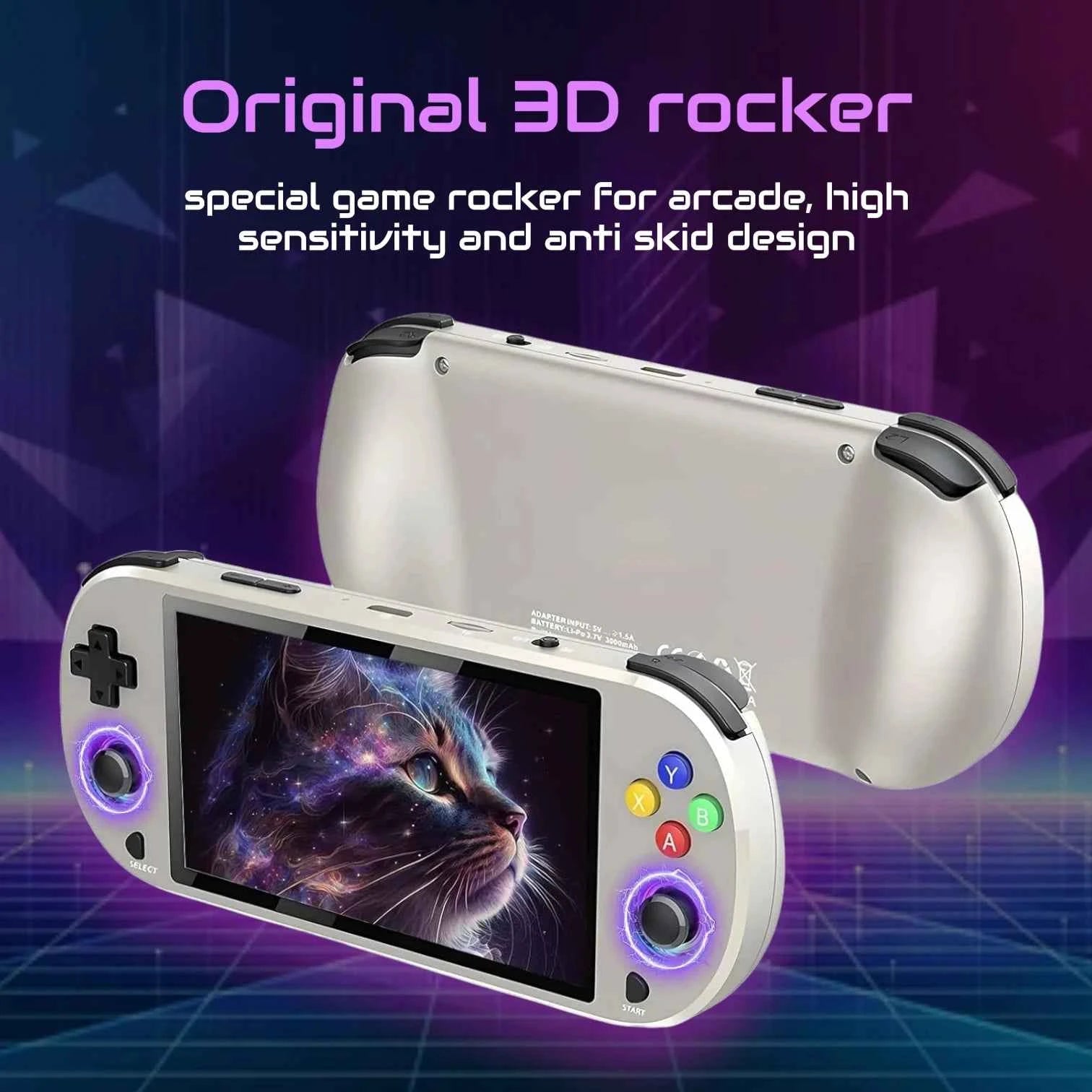 M22 Pro Retro Handheld Console Grey, 5-inch 1080P IPS Display, EmuELEC, 30K Games, Dual Controller Output