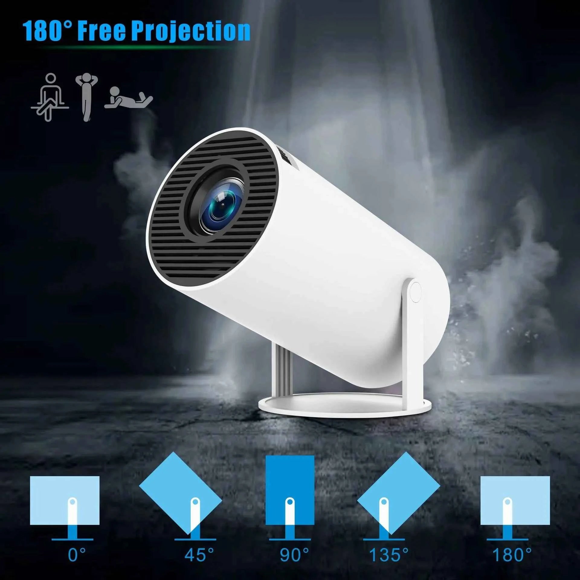 Portable Projector HY300 Pro LED 260 ANSI, Android 11 with Apps, 720P HD, Dual WiFi 6 & BT 5.0, Home and Outdoor Cinema