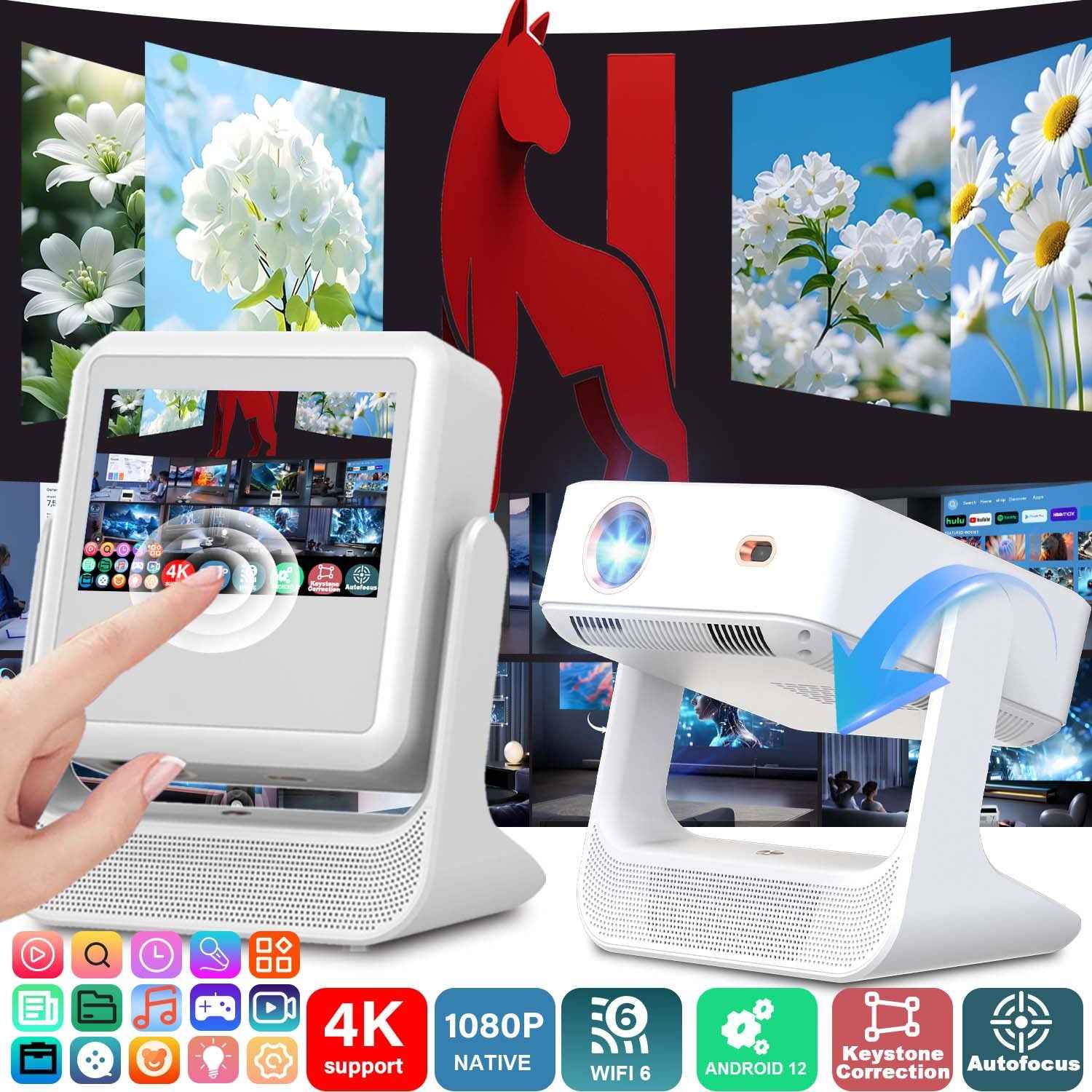 A2 Pro Projector Dual Screen Touch HD Portable Smart Cinema
