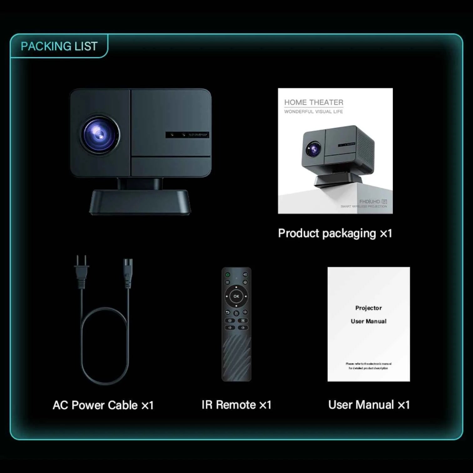 P50 1080P Home Projector 800 ANSI 4K UHD Auto Focus WiFi 6 Smart System