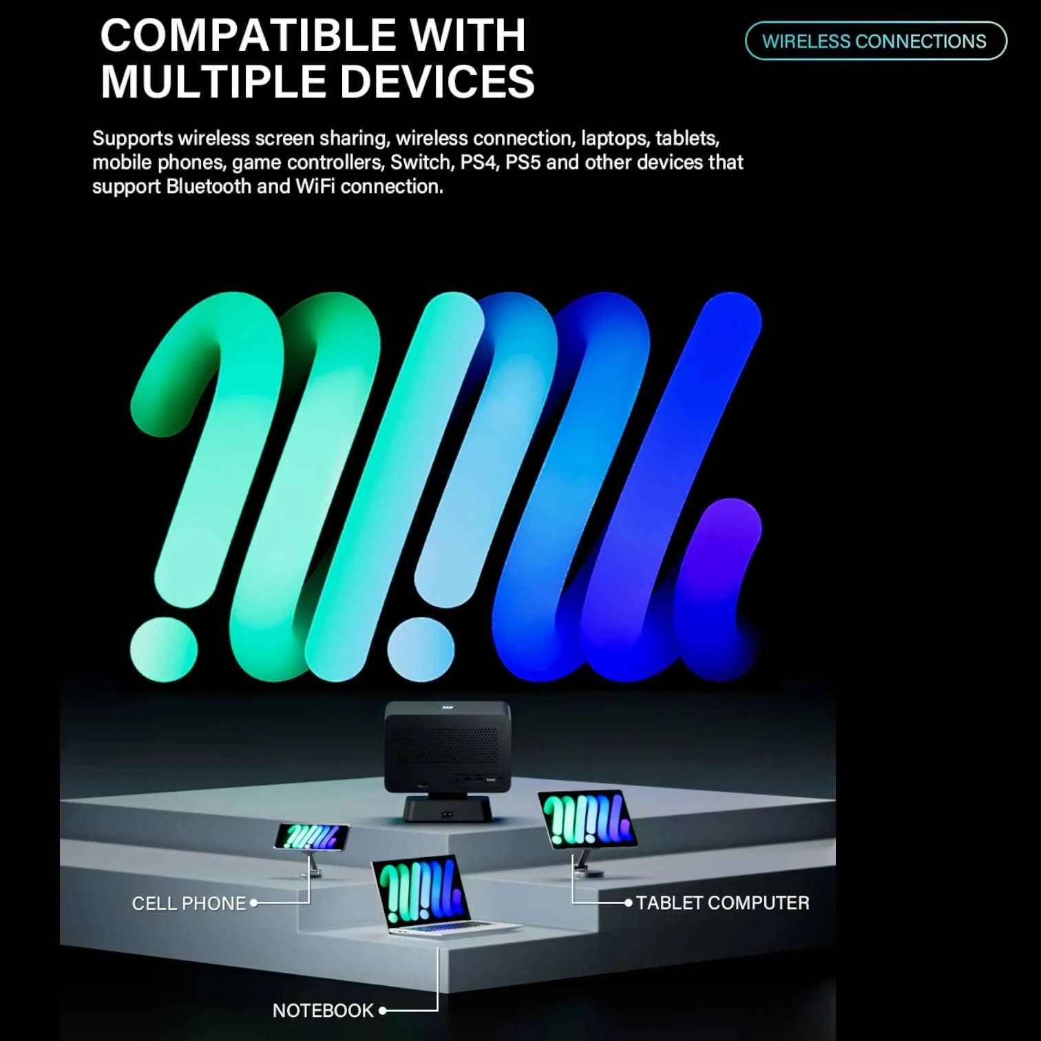 P50 1080P Home Projector 800 ANSI 4K UHD Auto Focus WiFi 6 Smart System