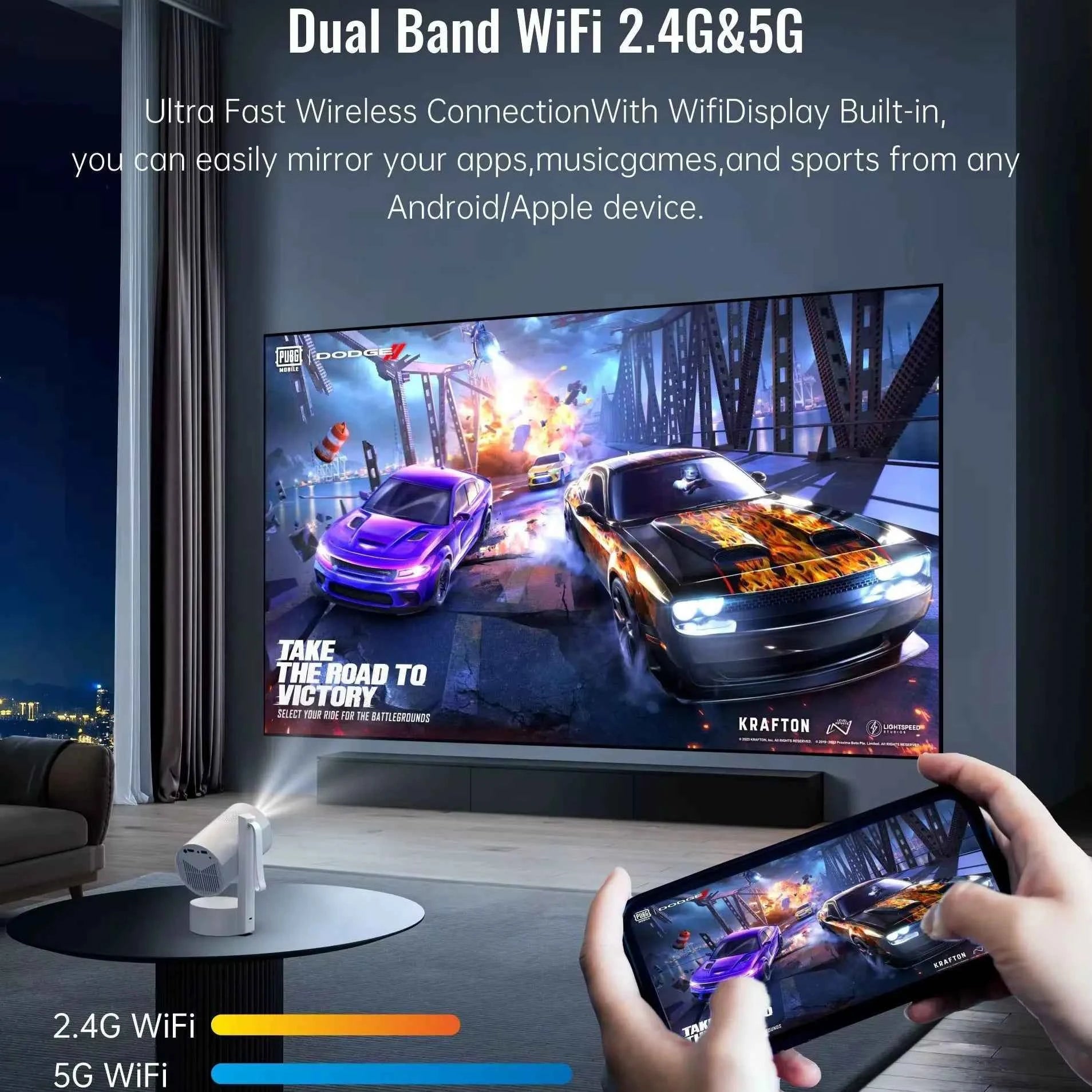 R3P Full HD Projector Battery Integrated Android 13 WiFi 6 Auto Focus