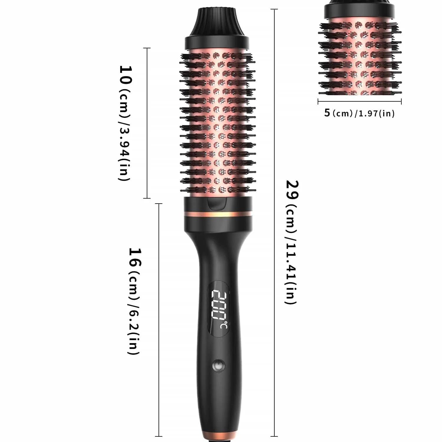 3 in 1 Hair Curler Straightener Brush Ceramic Thermal Curling Iron Volumizing Comb with Double PTC Heater, Professional Heated Styling Tool