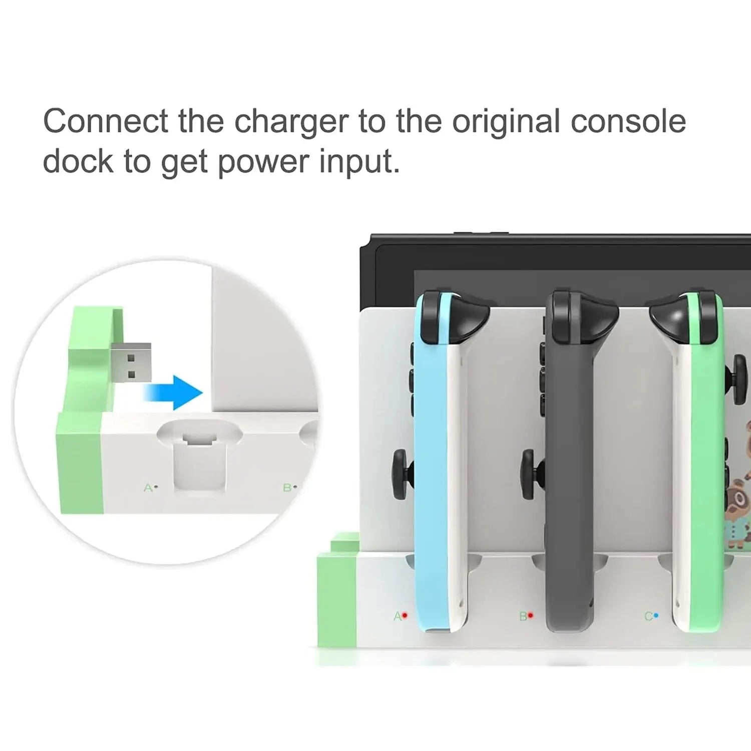 IPEGA Joycon Charger PG-9186 Dock Station for Nintendo Switch & OLED | Charges 4 Controllers Simultaneously | Compact & LED Status Display