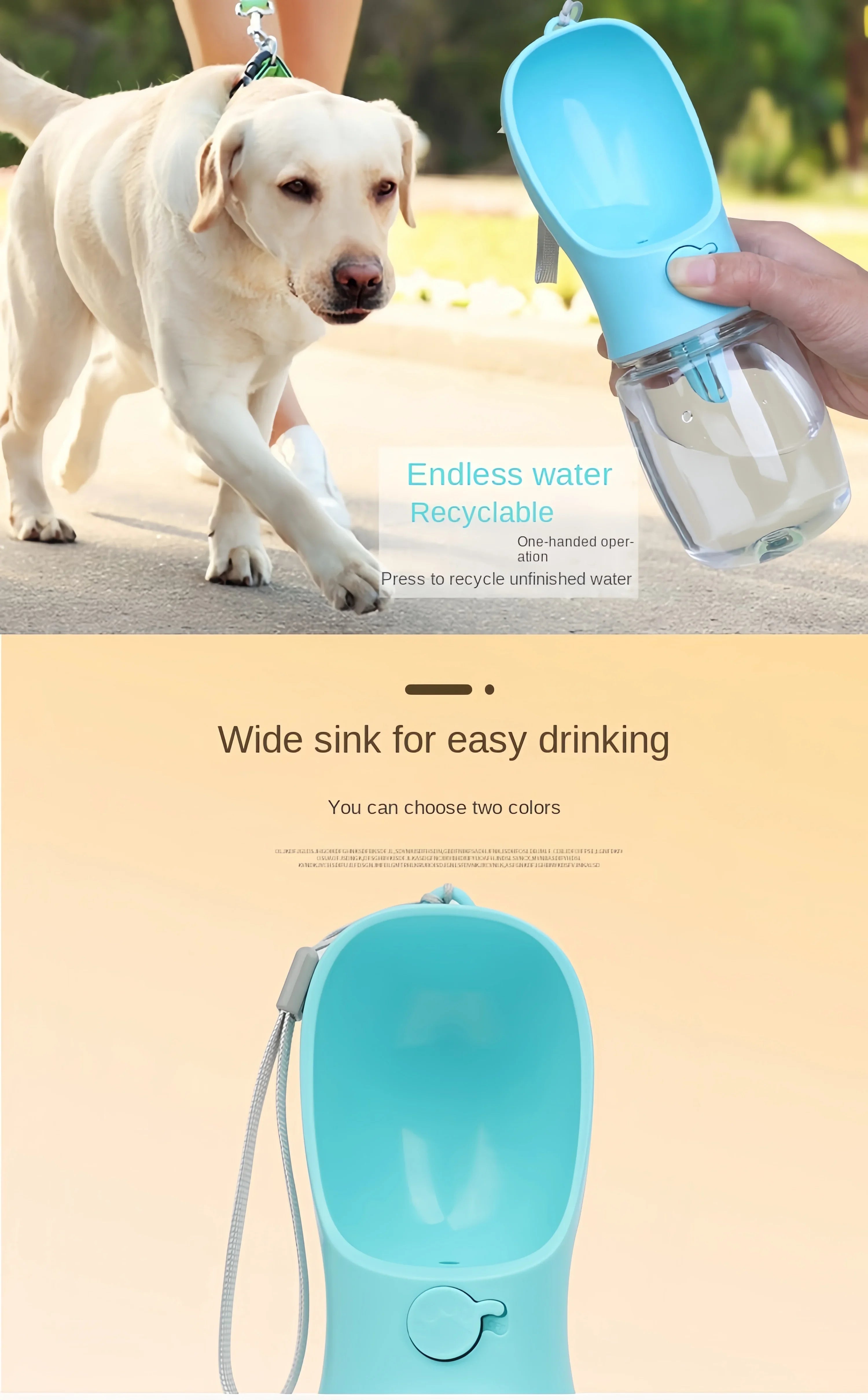 Portable Pet Bottle 550ml with Food and Water Container, Travel Feeder Bowl for Dogs and Cats, Outdoor Leak-Proof Dispenser for Puppies and Small Pets